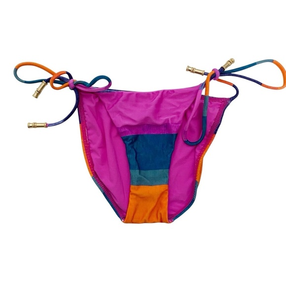 New! Vix Multicolored Stripe Tie Waist String Bikini Bottom - Picture 1 of 5